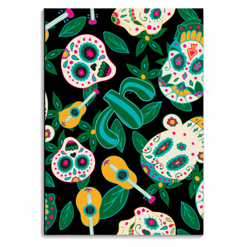 green mexican sugar skull - personalised A4, A5, A6 notebook by haris kavalla