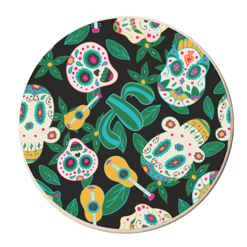 green mexican sugar skull - personalised beer coaster by haris kavalla