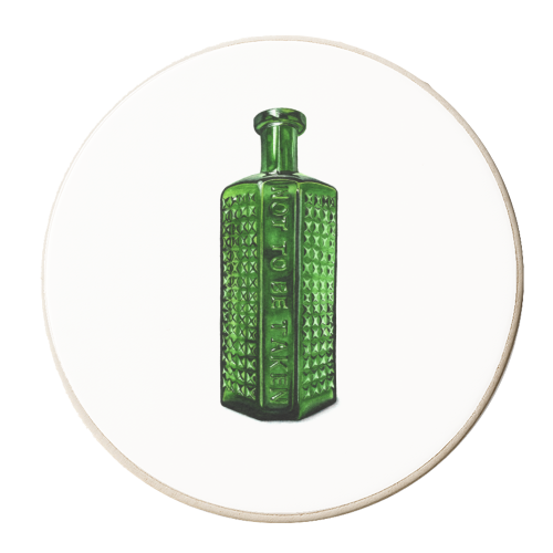Green Poison Bottle - personalised beer coaster by She Walks She Paints