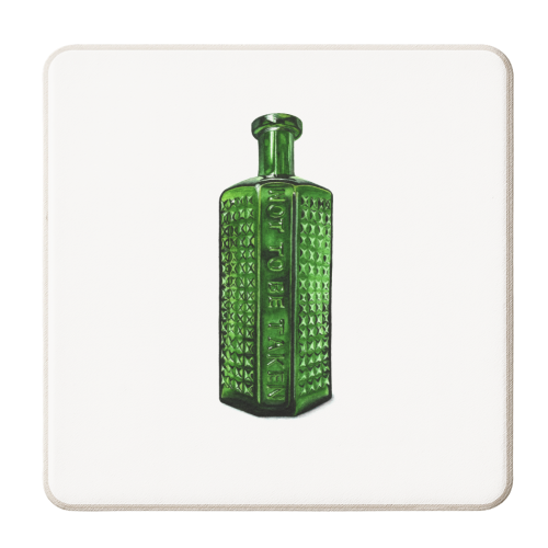 Green Poison Bottle - personalised beer coaster by She Walks She Paints