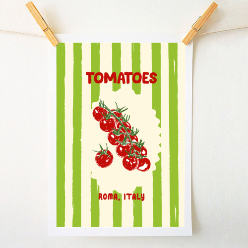 Green Retro Stripes TomatoesGreen Retro Stripes Tomatoes - A1 - A4 art print by EZbie