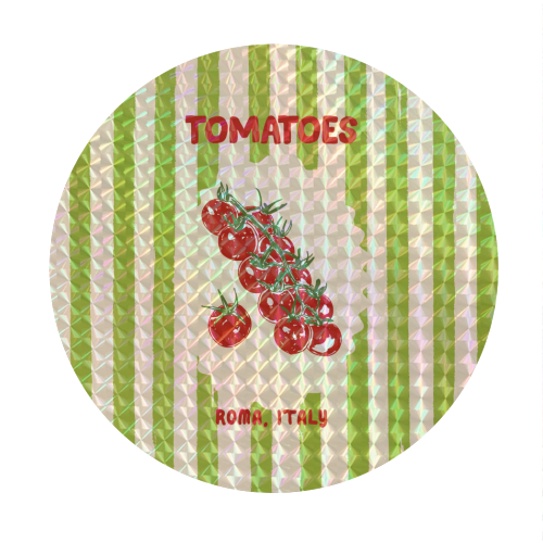 Green Retro Stripes TomatoesGreen Retro Stripes Tomatoes - Circle Sticker by EZbie