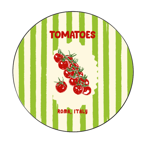 Green Retro Stripes TomatoesGreen Retro Stripes Tomatoes - Circle Sticker by EZbie