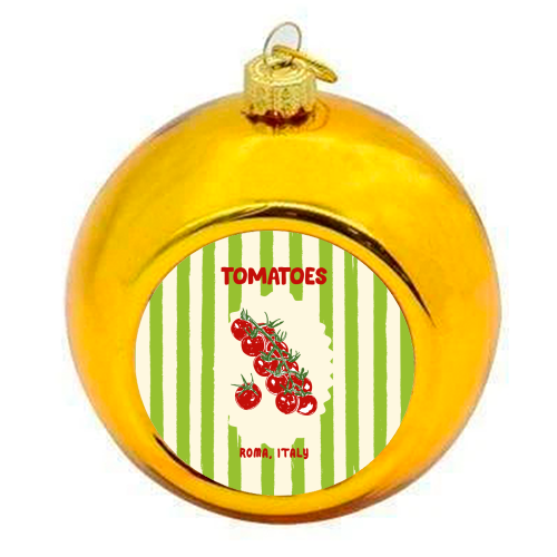 Green Retro Stripes TomatoesGreen Retro Stripes Tomatoes - colourful christmas bauble by EZbie