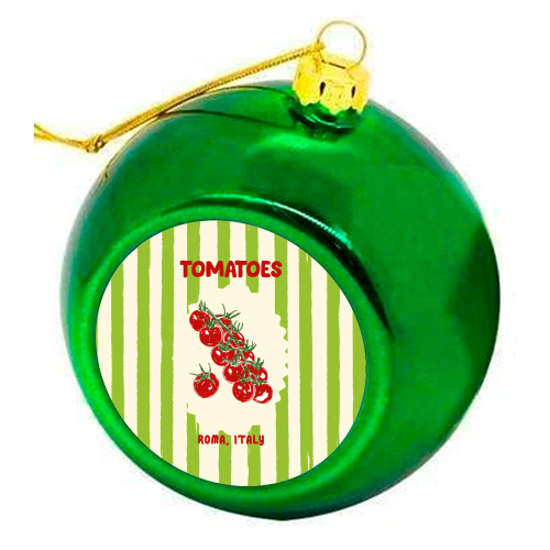 Green Retro Stripes TomatoesGreen Retro Stripes Tomatoes - colourful christmas bauble by EZbie