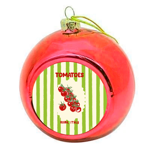 Green Retro Stripes TomatoesGreen Retro Stripes Tomatoes - colourful christmas bauble by EZbie