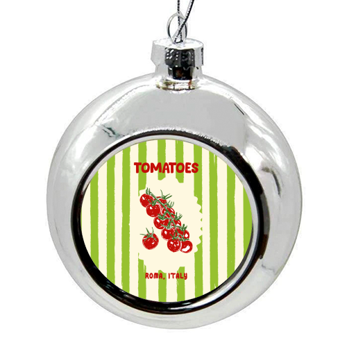 Green Retro Stripes TomatoesGreen Retro Stripes Tomatoes - colourful christmas bauble by EZbie