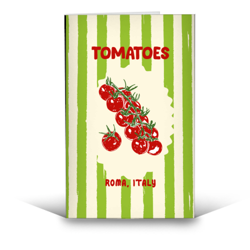 Green Retro Stripes TomatoesGreen Retro Stripes Tomatoes - funny greeting card by EZbie