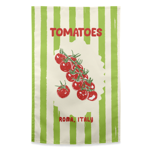 Green Retro Stripes TomatoesGreen Retro Stripes Tomatoes - funny tea towel by EZbie