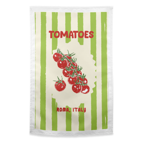 Green Retro Stripes TomatoesGreen Retro Stripes Tomatoes - funny tea towel by EZbie