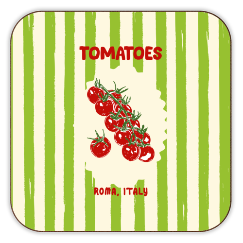 Green Retro Stripes TomatoesGreen Retro Stripes Tomatoes - personalised beer coaster by EZbie