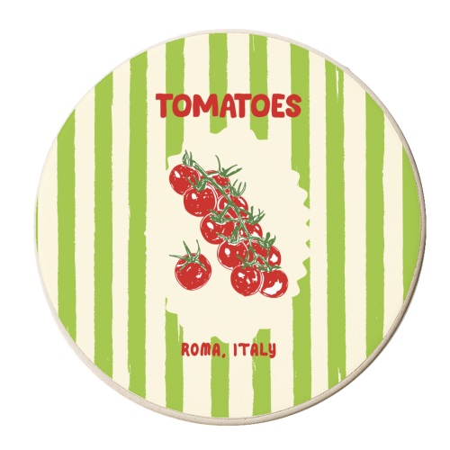 Green Retro Stripes TomatoesGreen Retro Stripes Tomatoes - personalised beer coaster by EZbie