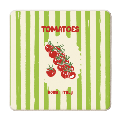 Green Retro Stripes TomatoesGreen Retro Stripes Tomatoes - personalised beer coaster by EZbie