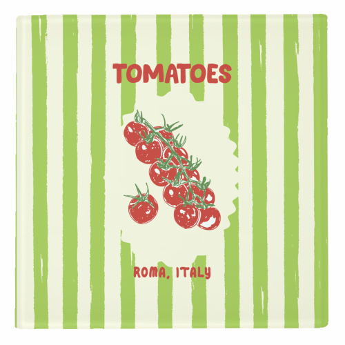Green Retro Stripes TomatoesGreen Retro Stripes Tomatoes - personalised beer coaster by EZbie