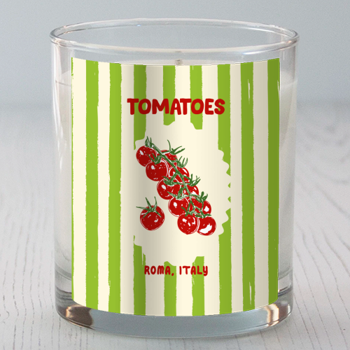 Green Retro Stripes TomatoesGreen Retro Stripes Tomatoes - scented candle by EZbie
