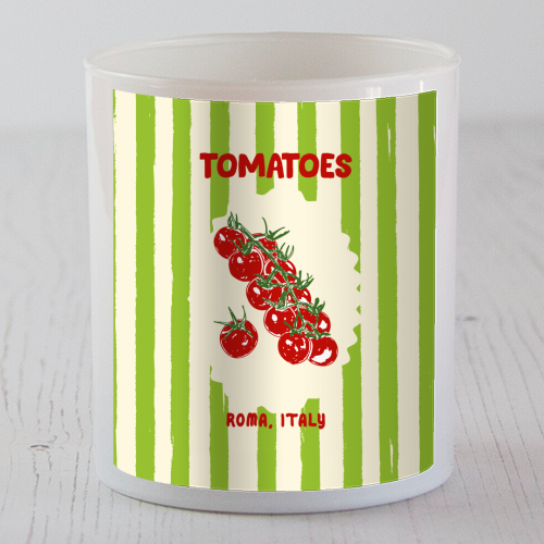 Green Retro Stripes TomatoesGreen Retro Stripes Tomatoes - scented candle by EZbie