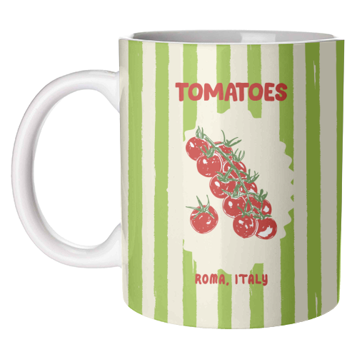 Green Retro Stripes TomatoesGreen Retro Stripes Tomatoes - unique mug by EZbie