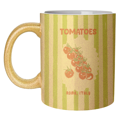 Green Retro Stripes TomatoesGreen Retro Stripes Tomatoes - unique mug by EZbie