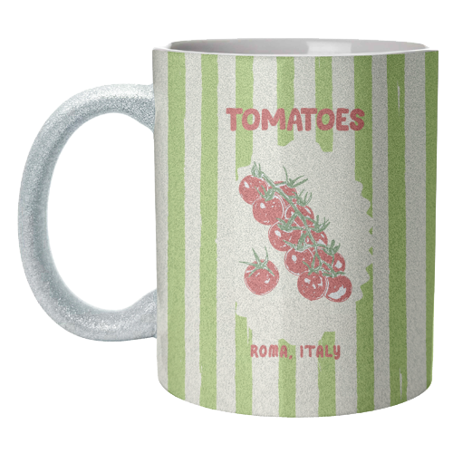 Green Retro Stripes TomatoesGreen Retro Stripes Tomatoes - unique mug by EZbie