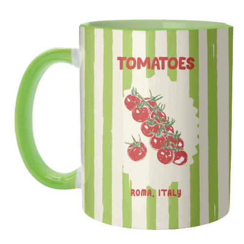 Green Retro Stripes TomatoesGreen Retro Stripes Tomatoes - unique mug by EZbie