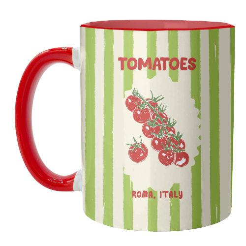 Green Retro Stripes TomatoesGreen Retro Stripes Tomatoes - unique mug by EZbie