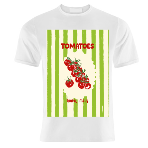 Green Retro Stripes TomatoesGreen Retro Stripes Tomatoes - unique t shirt by EZbie