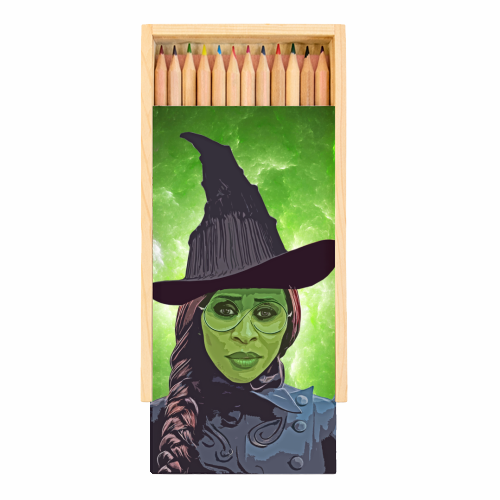 Green Witch - Coloured Pencils with Box by DOLLY WOLFE