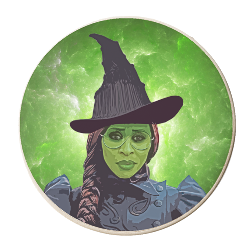 Green Witch - personalised beer coaster by DOLLY WOLFE