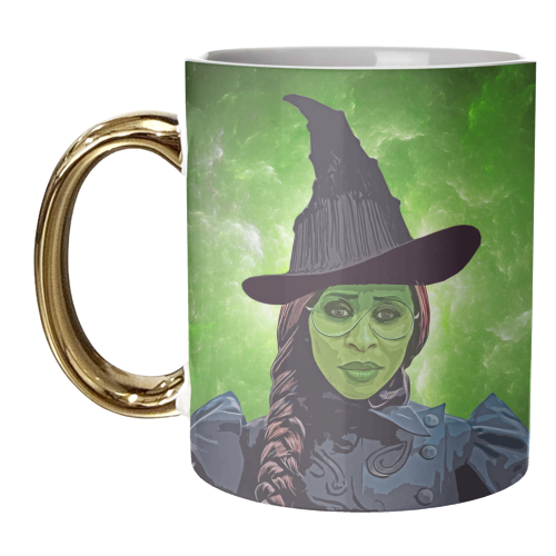 Green Witch - unique mug by DOLLY WOLFE