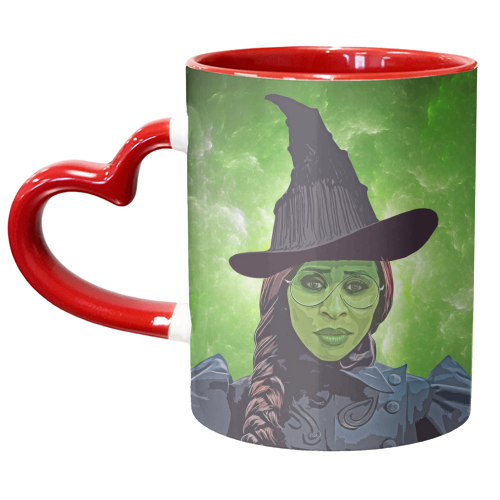 Green Witch - unique mug by DOLLY WOLFE