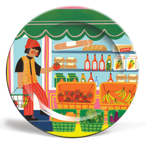 Greengrocers - ceramic dinner plate by AbiGoLucky