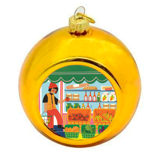 Greengrocers - colourful christmas bauble by AbiGoLucky