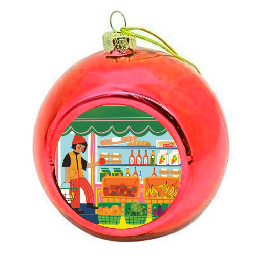 Greengrocers - colourful christmas bauble by AbiGoLucky