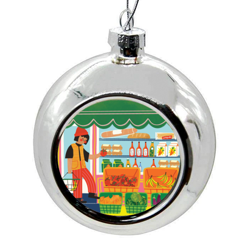 Greengrocers - colourful christmas bauble by AbiGoLucky
