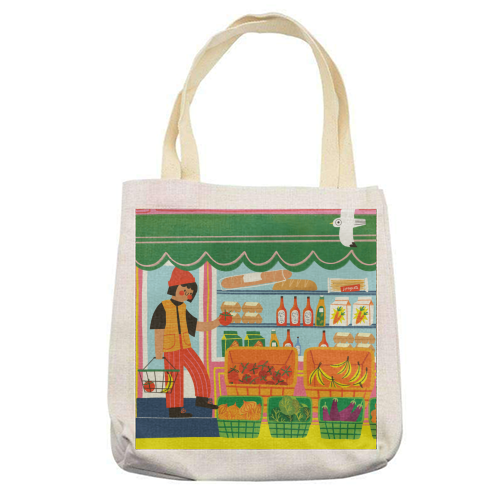 Greengrocers - printed canvas tote bag by AbiGoLucky