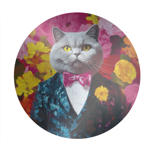 Grey cat gentleman - Circle Sticker by DejaReve