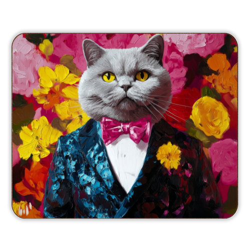 Grey cat gentleman - designer placemat by DejaReve