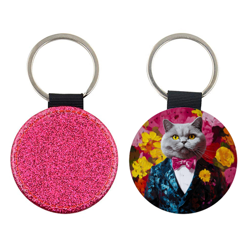 Grey cat gentleman - keyring by DejaReve