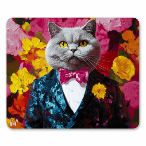 Grey cat gentleman - mouse mat by DejaReve