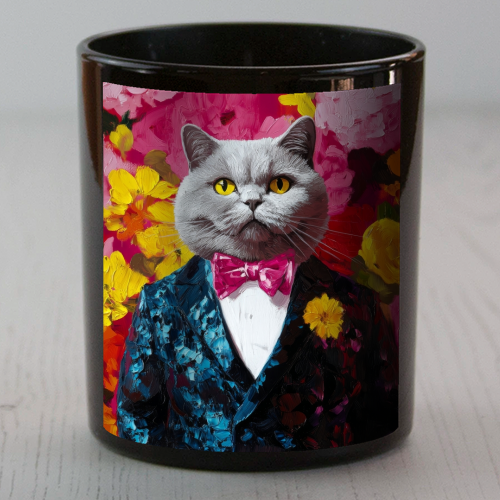 Grey cat gentleman - scented candle by DejaReve