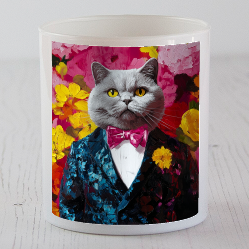 Grey cat gentleman - scented candle by DejaReve