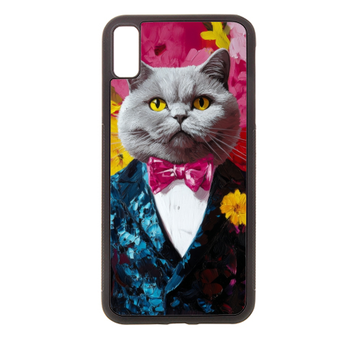Grey cat gentleman - stylish phone case by DejaReve