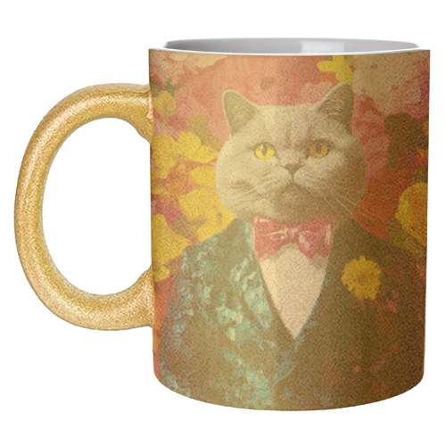 Grey cat gentleman - unique mug by DejaReve