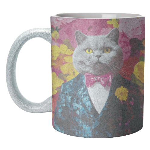 Grey cat gentleman - unique mug by DejaReve