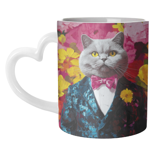 Grey cat gentleman - unique mug by DejaReve