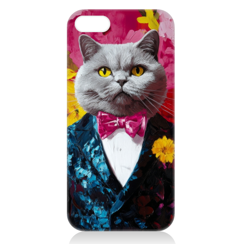 Grey cat gentleman - unique phone case by DejaReve