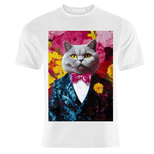 Grey cat gentleman - unique t shirt by DejaReve