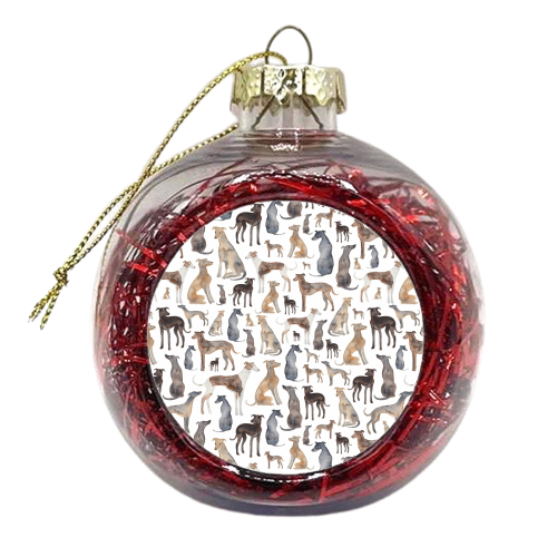 Greyhounds and Whippets - xmas bauble by elena o'neill