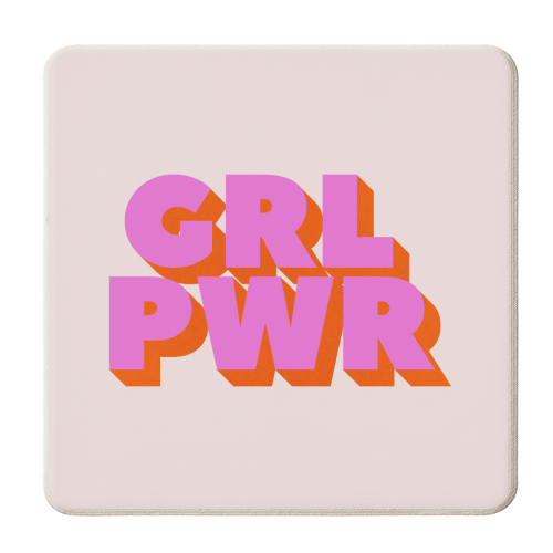 GRL POWER In Pink And Orange - personalised beer coaster by Ania Wieclaw