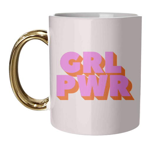 GRL POWER In Pink And Orange - unique mug by Ania Wieclaw